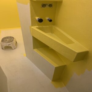 polyester badkamer geel